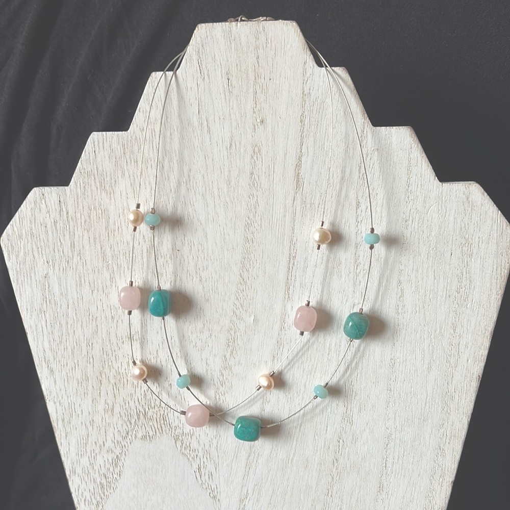 Silpada pink and turquoise wire necklace